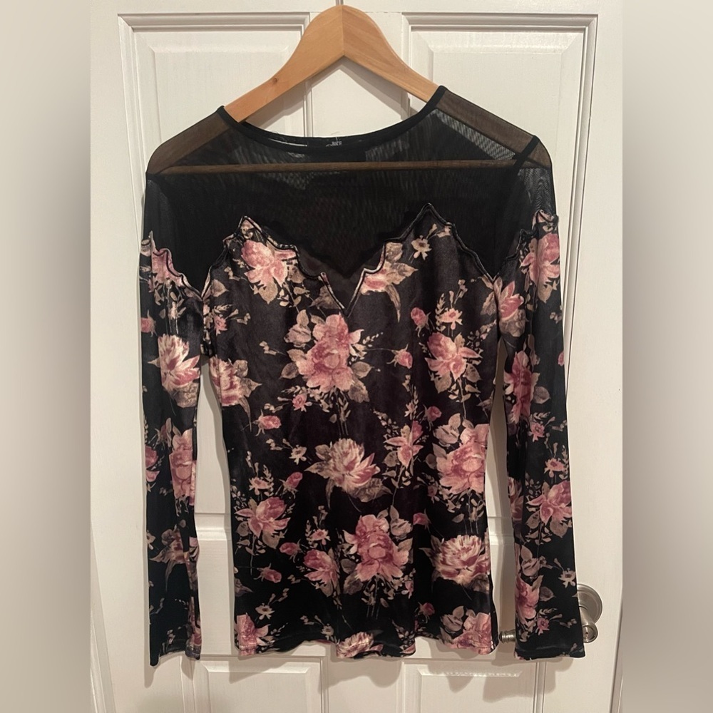 BKE Boutique Black Mesh Top Vintage Y2K